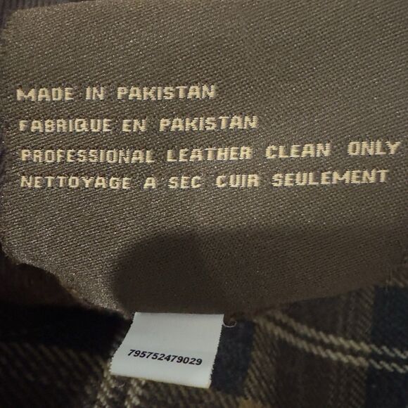 Vintage Columbia Heavy Leather Coat Jacket Mens L Brown Plaid Lining Zip Front - Picture 11 of 11